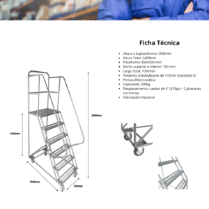 Escalera industrial tipo Avión 1.5mts