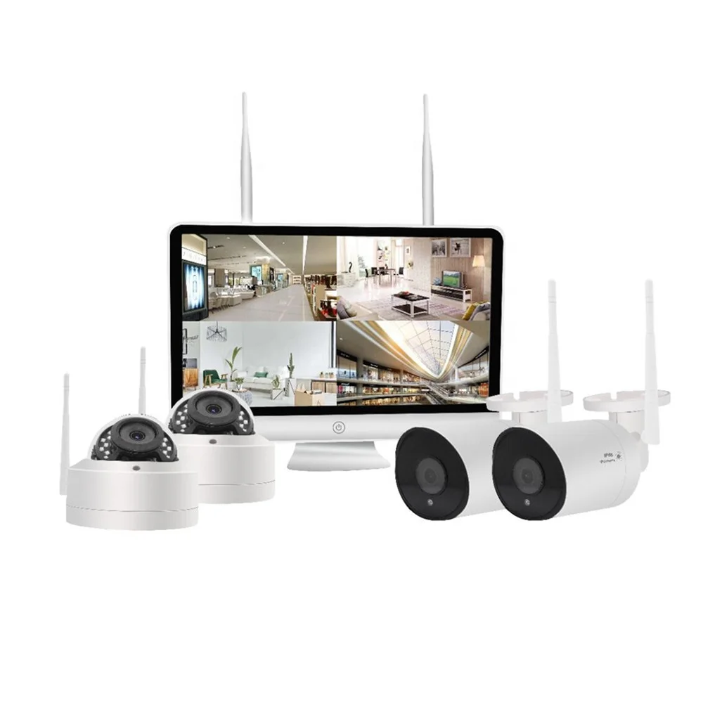 Kit 4 Camara De Seguridad Inalambrico NVR Con Monitor 12.5 FULL Hd