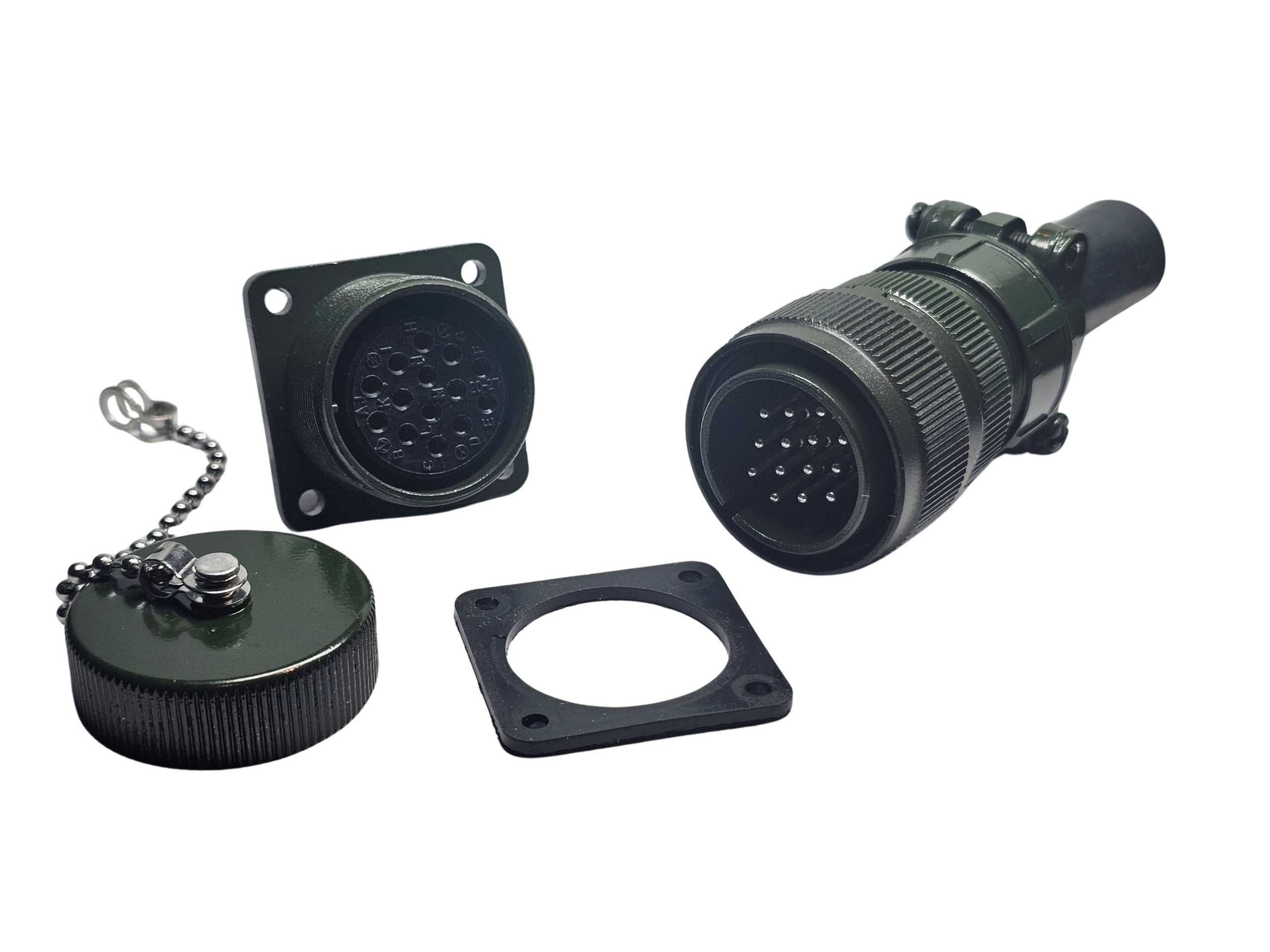 Conector Circular Militar 14 Pin MIL-DTL-5015 Recto Macho Base Hembra
