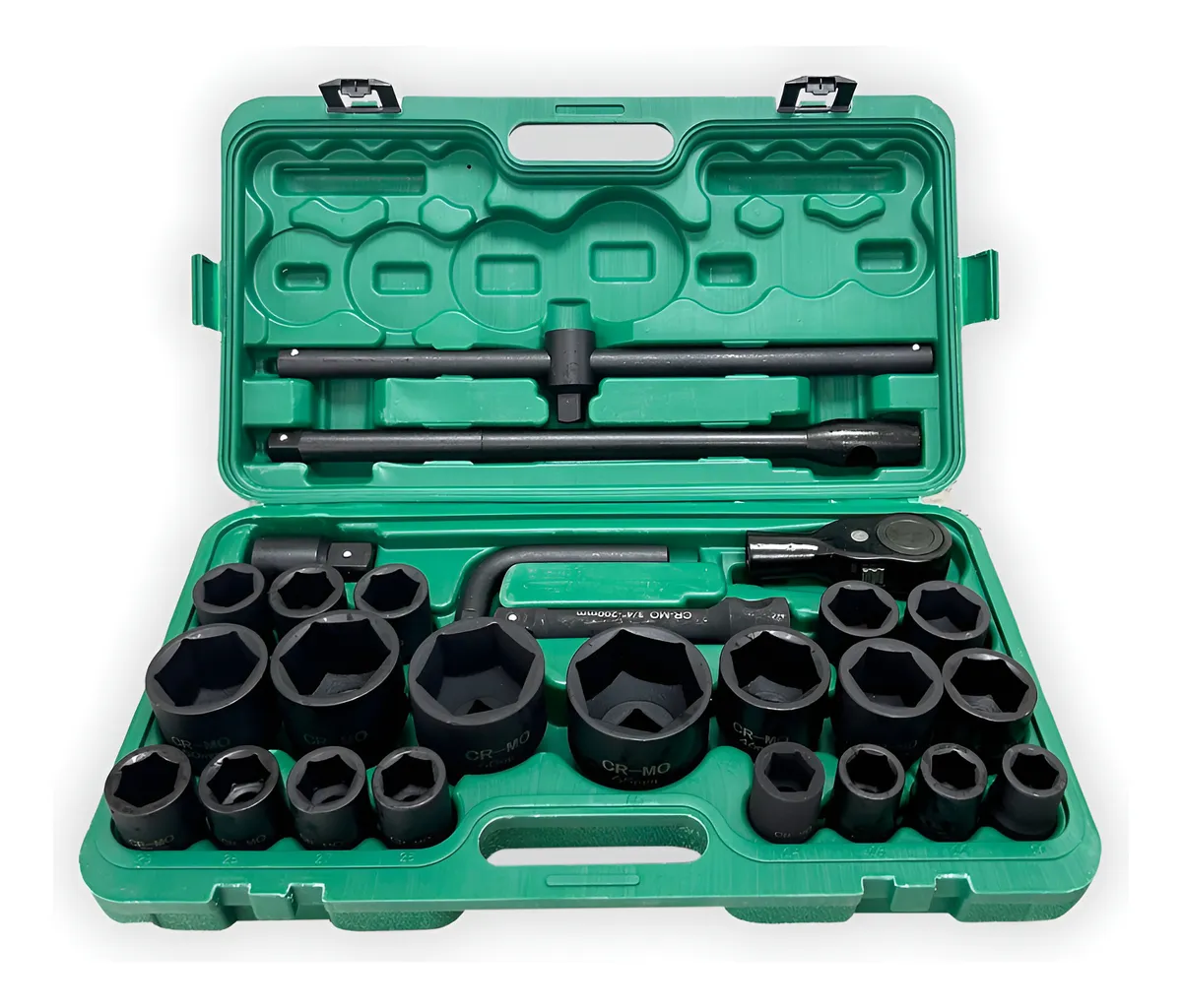 Set Dados De Impacto 3/4 Y 1 Pulgada 26 Piezas Profesional con Maletin