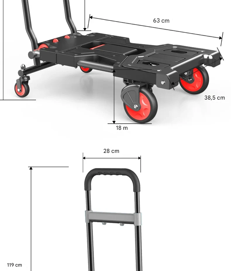 Carro de carga Plegable Max 150kg Función 2 En 1 - Imagen 4