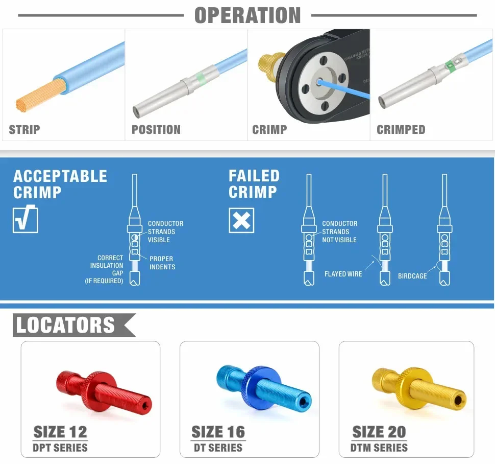 Herramienta De Prensado para Conector Deutsch serie DTP DTM Crimpeadora - Imagen 5