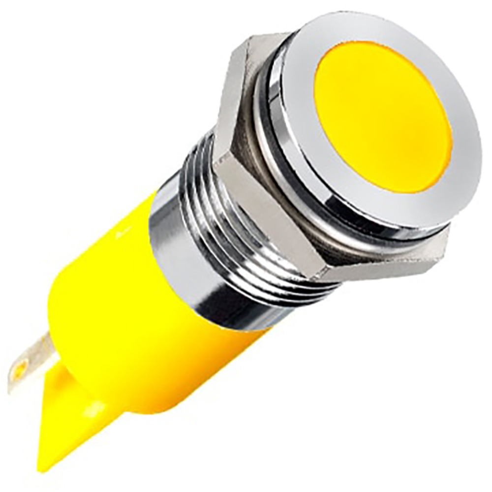 Luz piloto Lámpara indicadora LED plana amarillo 14mm IP67 Q14 latón Q14F1CXXY24E