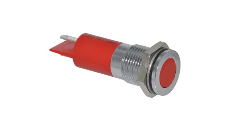 Luz piloto Lámpara indicadora LED plana ROJO14mm IP67 Q14 latón Q14F1CXXR24E - Imagen 2