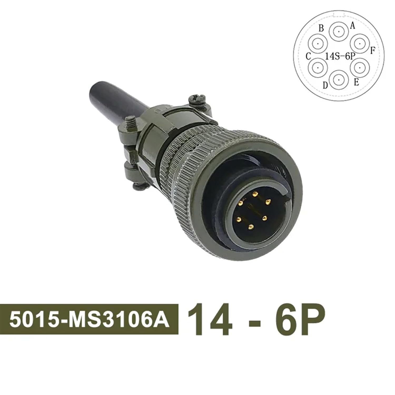Conector Militar Circular 6 pines MS3106 14S-6S / MS3102 14S-6P - Imagen 2