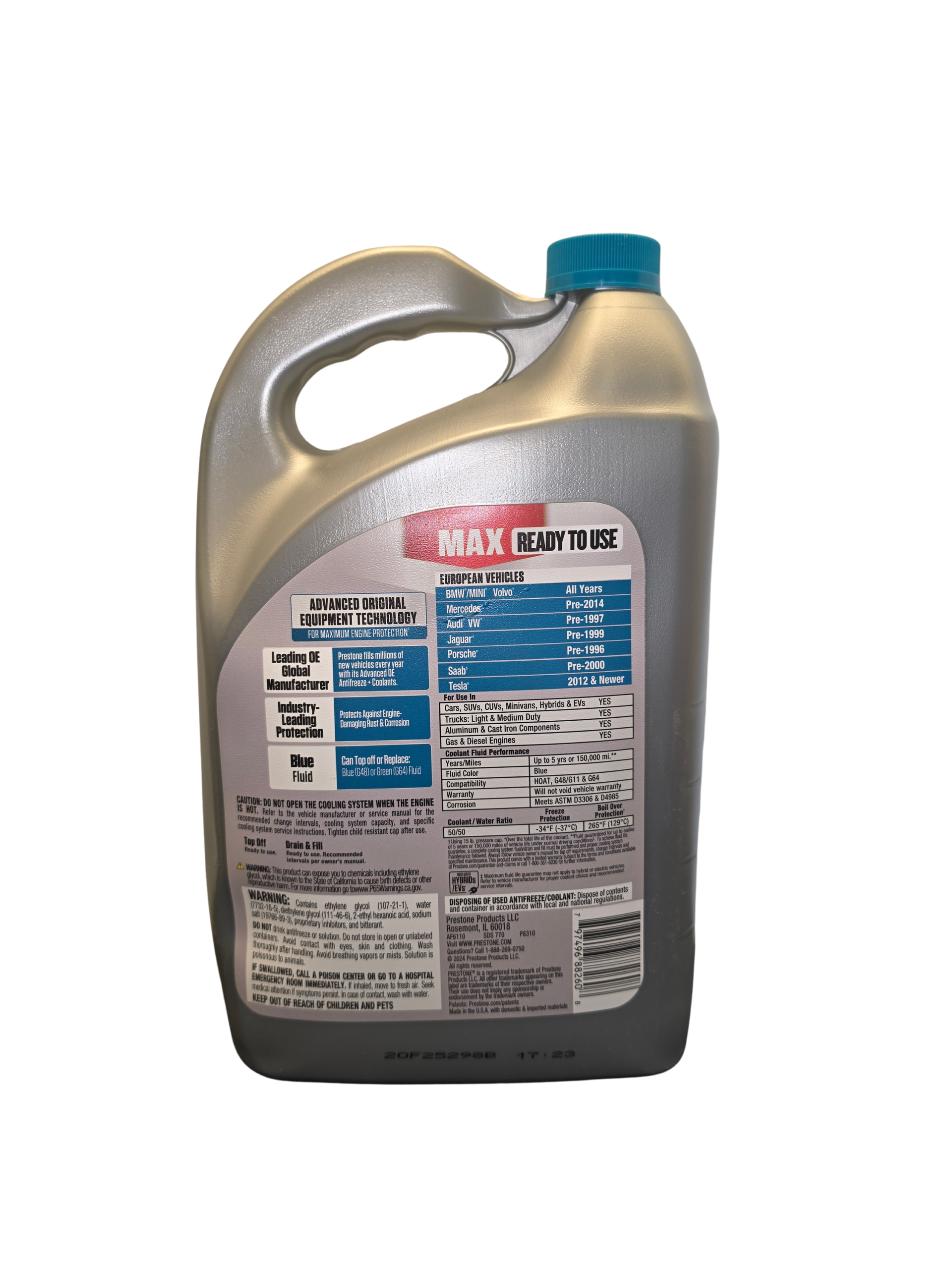 Antifreeze Coolant Prestone 50/50 European Teal Turquesa - Imagen 2