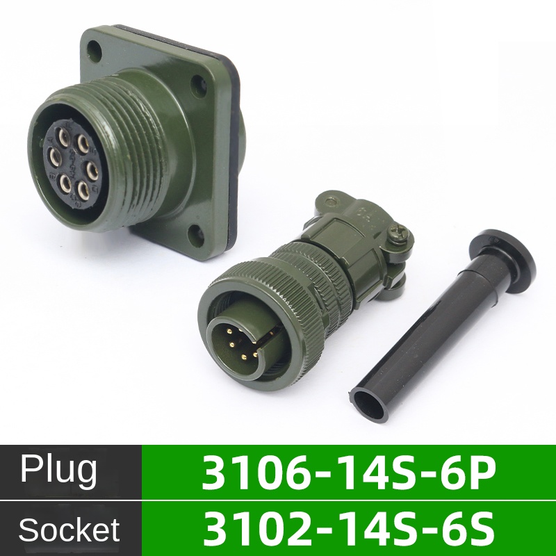 Conector Militar Circular 6 pines MS3106 14S-6S / MS3102 14S-6P