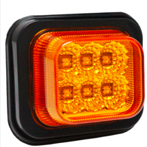 Farol Lateral LED Ámbar Cuadrado 12/24V Bivoltaje