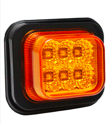 Farol Lateral LED Ámbar Cuadrado 12/24V Bivoltaje