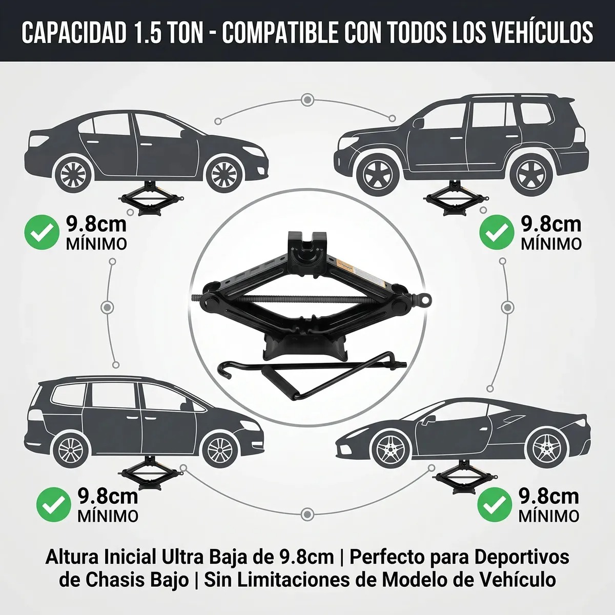 Gata Tijera 1.5 Toneladas Para Auto Y Camioneta - Imagen 3