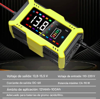 Cargador De Batería 6a 12v Cargador Inteligente Multifunción - Imagen 5