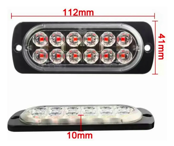 Foco Led Estroboscópico De Advertencia 12 Led Rojo - Imagen 3